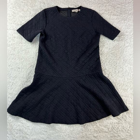 Ann Taylor LOFT quilted drop waist black sweatshirt dress, size med - Picture 3 of 9